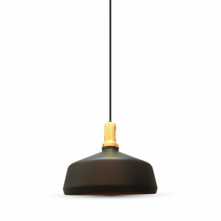 LED Пендел, шапка, черна, основа дърво, Е27, Ф350