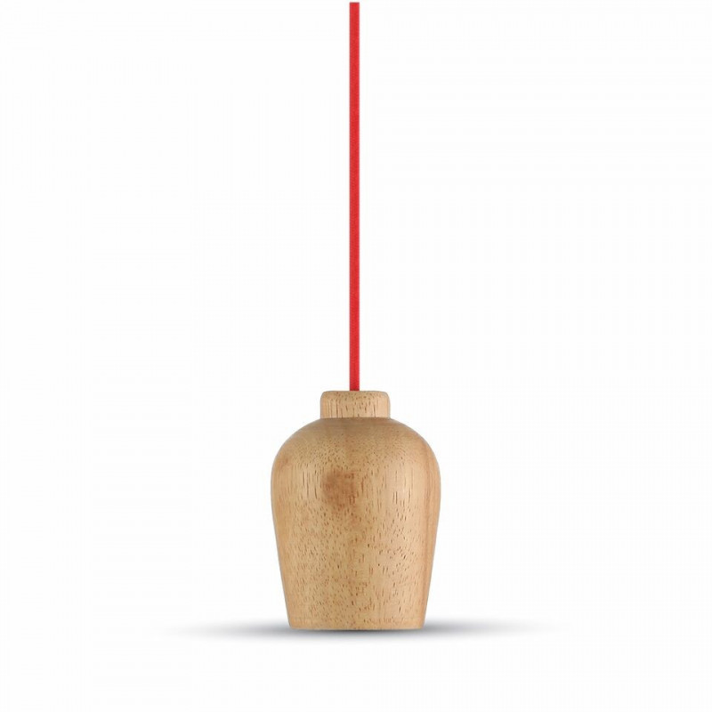 LED Пендел, дърво, червен кабел, Е27