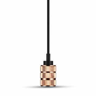 LED Пендел, розово злато, 2 ринга,  черен кабел, регулируем, Е27