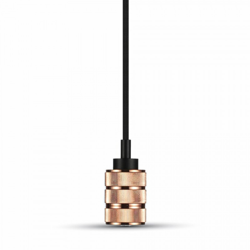 LED Пендел, розово злато, 2 ринга,  черен кабел, регулируем, Е27