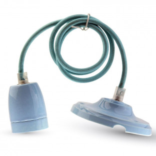 LED Пендел, порцеланова фасунга с кабел, син