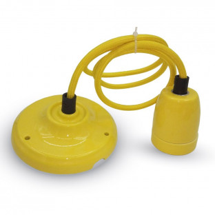 LED Пендел, порцеланова фасунга с кабел, жълт