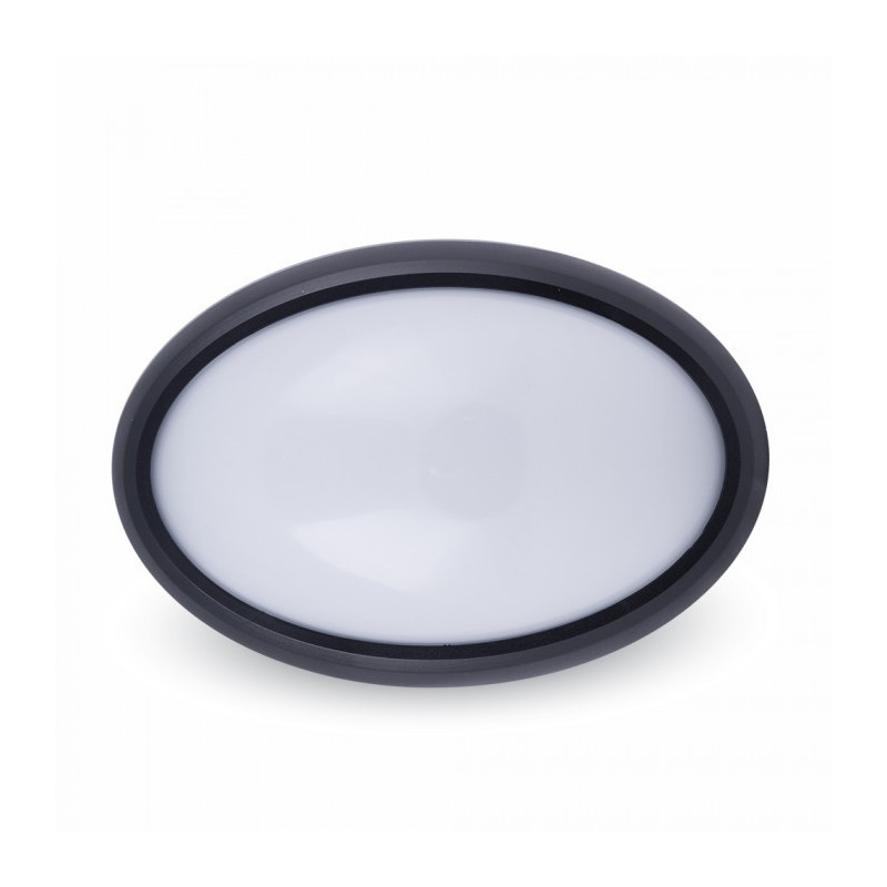 LED Dome Light - 8W, Oval, Black body, Day white, IP66