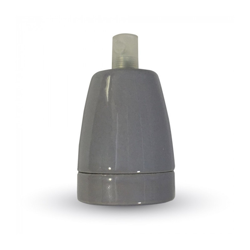 Lamp holder - E27, Porcelain, Gray