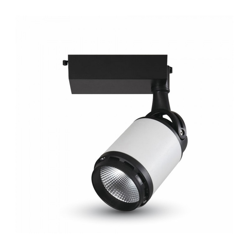 LED Прожектор - 25W, Релсов монтаж, Черно бяло тяло, Бяла светлина