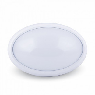 LED Dome light - 8W, Oval, White body, IP66, Warm white light