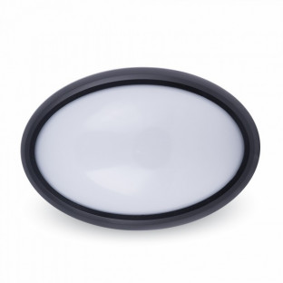 LED Dome light oval - 12W, Black body, Warm white light