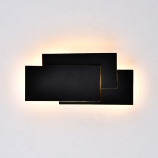 LED Стенна Лампа - 12W, Черно тяло, Топло бяла светлина