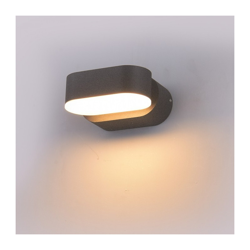 LED Стенна лампа - 6W, Сиво тяло, Подвижна, Топло бяла светлина