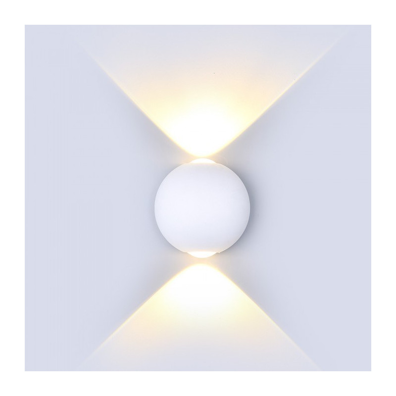 LED Стенна лампа - 6W, Бяло тяло, Две посоки, Топло бяла светлина