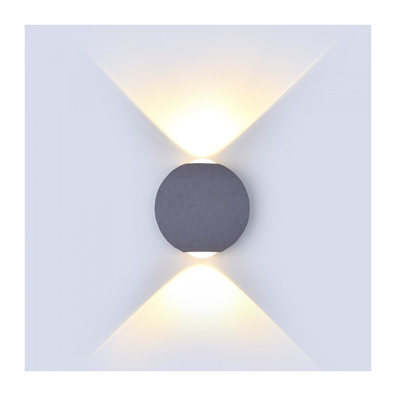 LED Стенна лампа - 6W, Сиво тяло, Две посоки, Дневна светлина