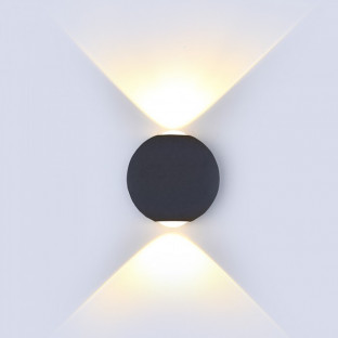 LED Стенна лампа - 6W, Черно тяло, Две посоки, Топло бяла светлина