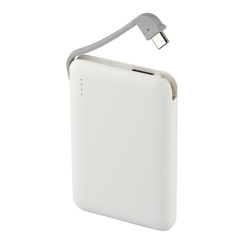 Power bank with build in cable  5000 mAh - white
