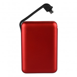 Power bank with build in cable  5000 mAh - red