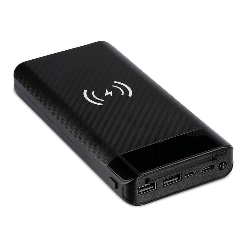 Power bank with wireless charger 20 000 mAh - build in micro USB cable, black