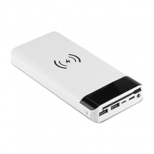 Power bank with wireless charger 20 000 mAh - build in micro USB cable, white