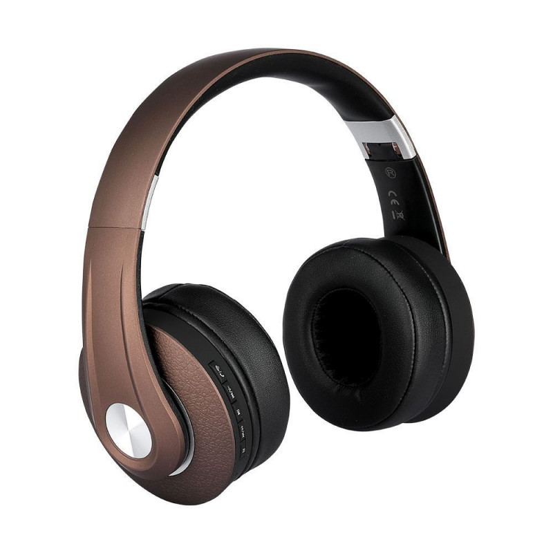 Bluetooth слушалки регулируеми - 500mAh, кафяви