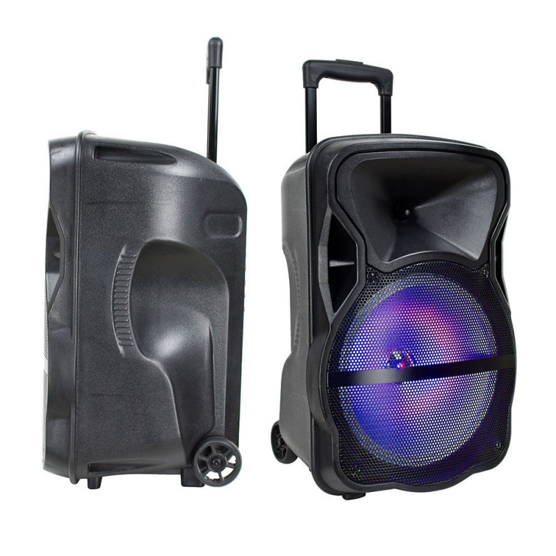 Portable speaker with wired microphone included - 35W, RGB LED lights