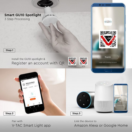 Smart bulb GU10 4.5W WiFi RGB warm white white