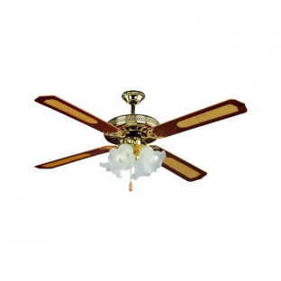 Ceiling fan with 4 lights - 55W, pull chain control