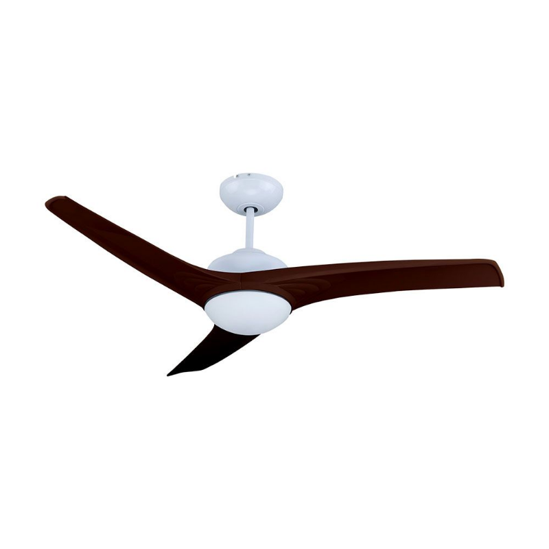 Ceiling fan with LED light - 35W, RF control, 3 blades, brown