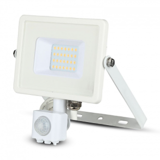 LED Floodlight with motion sensor - 20W, Samsung chip, 3000K, White body