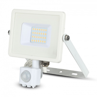 LED Floodlight with motion sensor - 20W, Samsung chip, 6400K, White body