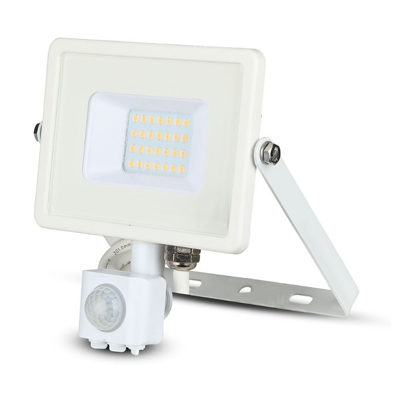 LED Floodlight with motion sensor - 20W, Samsung chip, 6400K, White body