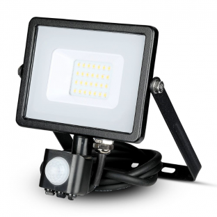 LED Floodlight with motion sensor - 20W, Samsung chip, 3000K, Black body