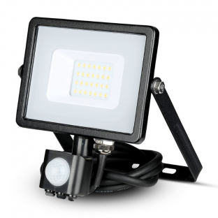 LED Floodlight with motion sensor - 20W, Samsung chip, 6400K, Black body