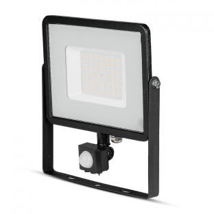 LED Floodlight - 50W, Samsung chip, motion sensor, 3000K, Black body