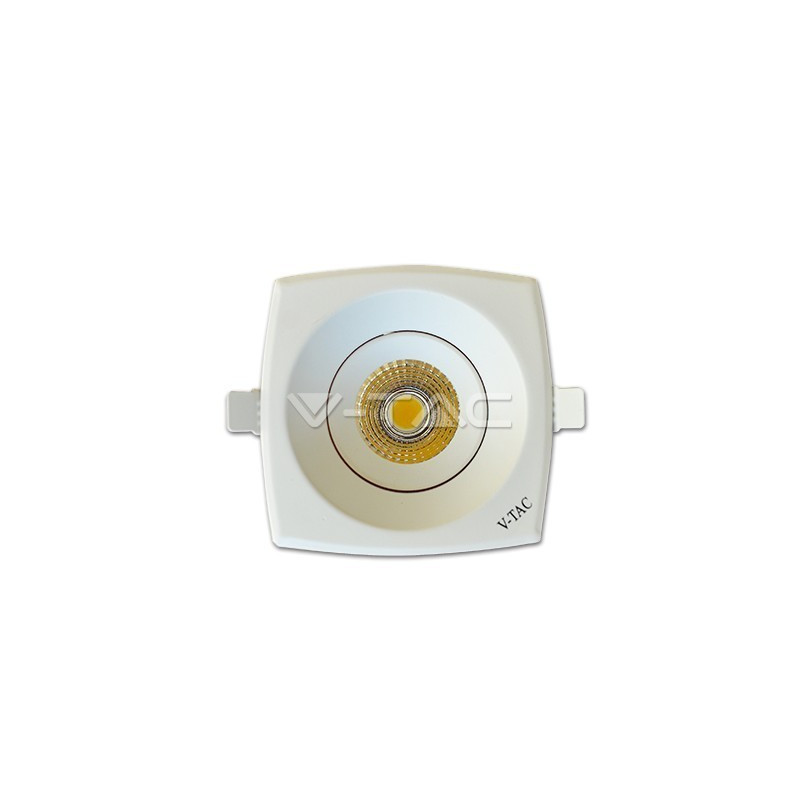 LED Einbaustrahler – 8W, COB Chip, Körper weiß, viereckig, warmweiß - 1