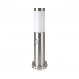 LED garden lamp V-TAC - E27, 45cm, PIR sensor, IP44, stainless steal, satin nickel, VT-838-SE45