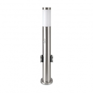 LED garden lamp V-TAC - E27, 60cm, PIR sensor + 2 socket, IP44, stainless steal, satin nickel, VT-838-SS60