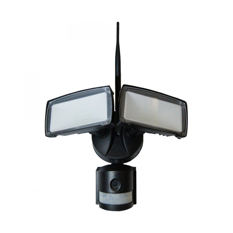 LED Прожектор с камера- 18W, WiFi, Сензор за движение, Бяла светлина, черно тяло